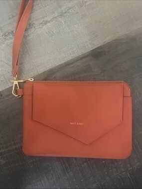 Matt & Nat Envelope Wristlet in Rust Red-Orange